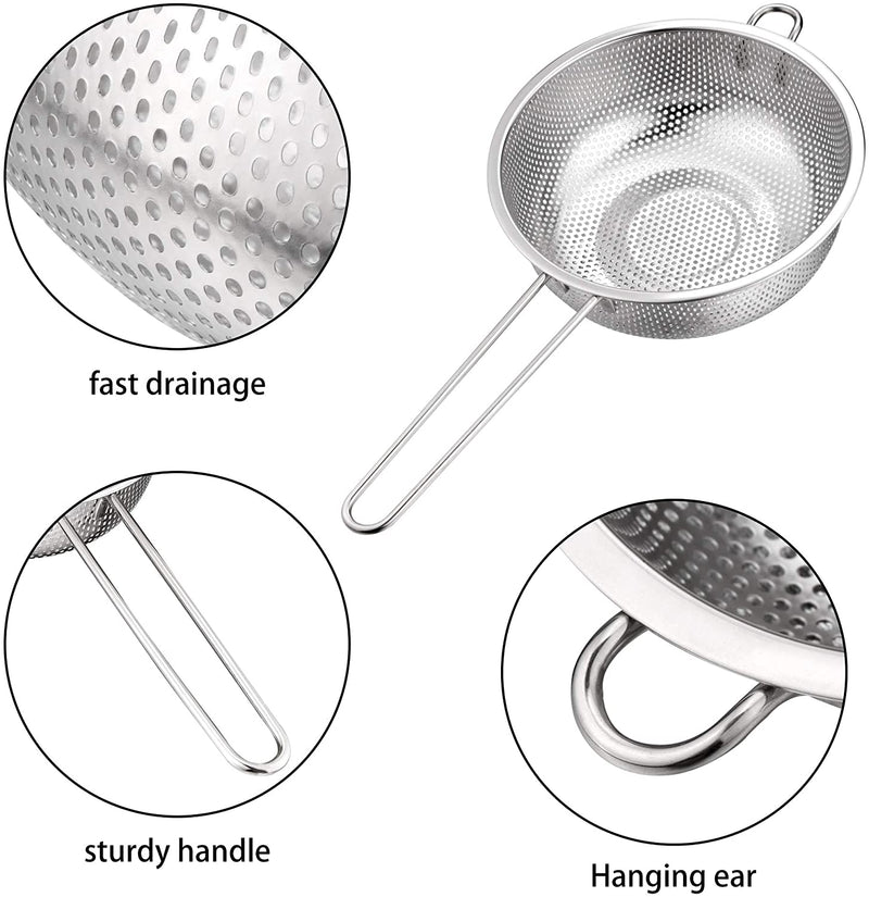 CIA Micro-Perforated Colander with Long Handle Stainless Steel 16.5cm