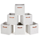 MaidMAX Foldable Storage Cubes, Set of 6 Decorative Fabric Storage Bins Containers Organizers Drawers with Wood Handles for Shelves Clothes Closet Kids Bedroom, Gray Polka Dot