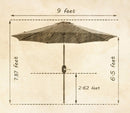 PATIO WATCHER 9-Ft Aluminum Patio Umbrella with Push Button Tilt and Crank, 250 GSM Fabric,8 Ribs, Beige