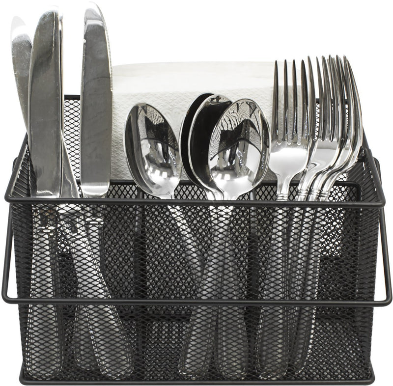 Sorbus Utensil Caddy — Silverware, Napkin Holder, and Condiment Organizer — Multi-Purpose Steel Mesh Caddy—Ideal for Kitchen, Dining, Entertaining, Tailgating, Picnics, and much more (Bronze)