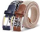 Belt for Men,Woven Stretch Braided Belt 2 Unit Gift-boxed Golf Casual Belts,Width 1 3/8"