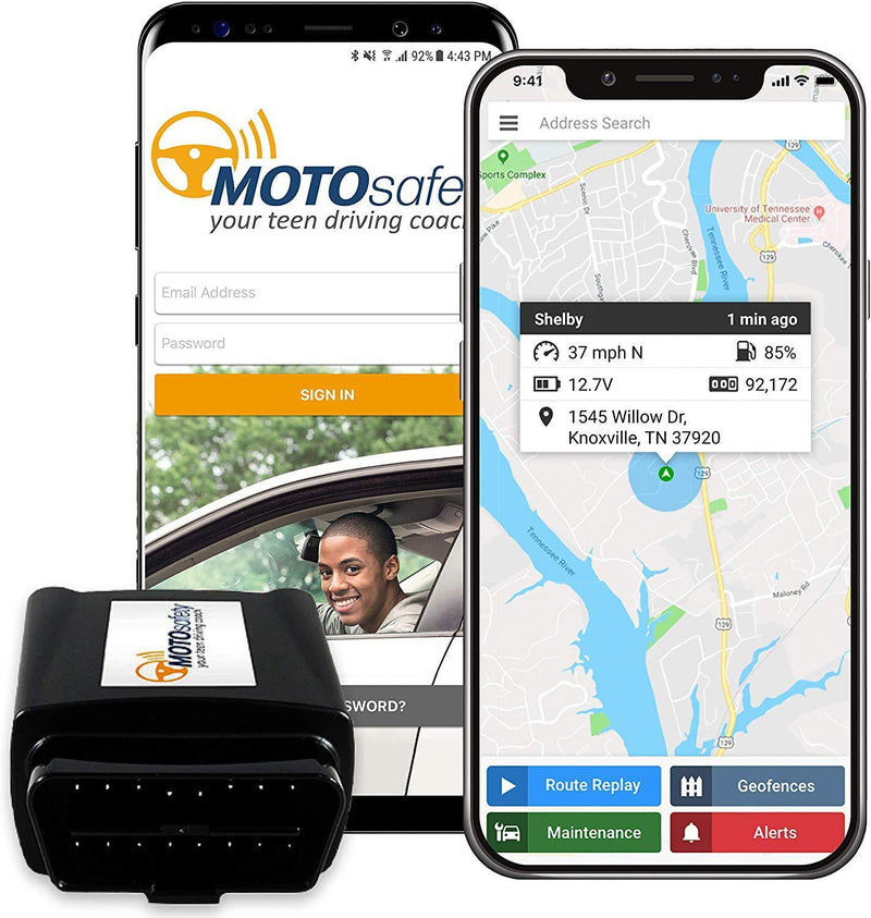 Car Tracker - MOTOsafety OBD GPS Vehicle Tracker Device with Phone App, One Month of Service Included