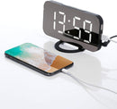 Faveo LED digital alarm clock for the bedroom with dual USB charging ports, 5 min snooze function and 6'5 large display with adjustable brightness including night mode