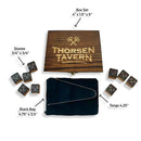 Whiskey Stones Set by Thorsen Tavern - 9 Granite Whiskey Chilling Stones, 1 Tongs set & 1 Black Velvet Bag in Elegant Wooden Box; Keep Your Whiskey, Bourbon and Scotch Slightly Chilled & Flavorful