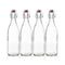 Seacoast Clear Glass Bottle with Swing Top Stopper, 33.75 Oz Round Pack of 4