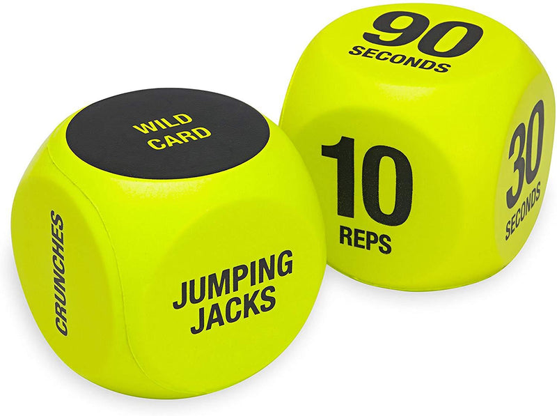 SPRI Exercise Dice (6-Sided) - Game for Group Fitness & Exercise Classes - Includes Push Ups, Squats, Lunges, Jumping Jacks, Crunches & Wildcard (Includes Carrying Bag)