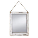 PRINZ Rustic River Mirror with Wood Border in Distressed White Finish