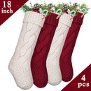 LimBridge Christmas Stockings, 4 Pack 18 inches Large Size Cable Knit Knitted Xmas Rustic Personalized Stocking Decorations for Family Holiday Season Decor, Cream or Burgundy