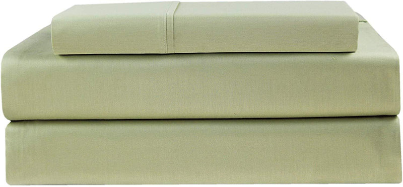 COTTON CRAFT - Ultra-Soft 400-Thread-Count Full Size Sheet Set in Sage, Premium 100% Pure Combed Cotton, 4-Piece Sateen Bedding Set with 1 Deep-Pocket Fitted Sheet, 1 Flat Sheet & 2 Pillowcases