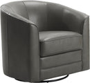 Emerald Home Furnishings Milo Black Accent Chair with Faux Leather Upholstery, Welt Trim, And Curved Back