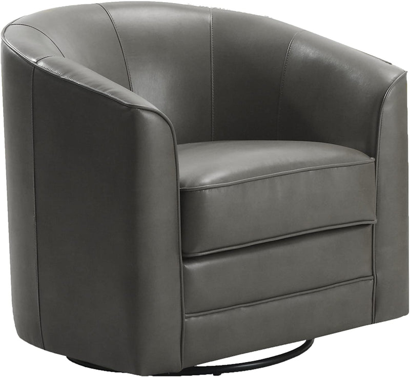 Emerald Home Furnishings Milo Black Accent Chair with Faux Leather Upholstery, Welt Trim, And Curved Back