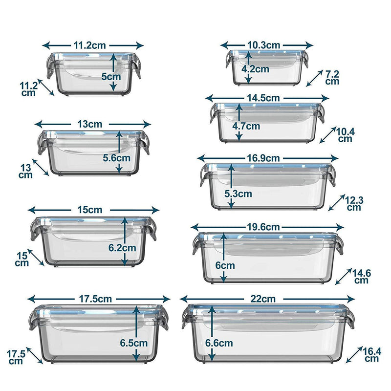 KOMUEE 30 Piece (15 containers,15 lids) Glass Food Storage or Lunch Box Containers w/Airtight Lids - Microwave/Oven/Freezer & Dishwasher Safe, BPA/PVC Free - 5 BONUS Plastic Containers for Condiments