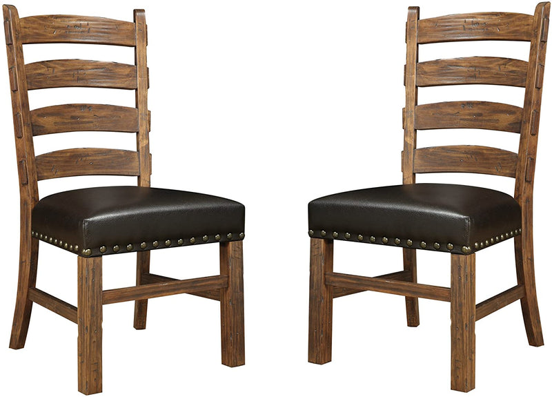 Emerald Home Chambers Creek Brown 24" Bar Stool with Upholstered Faux Leather Seat And Nailhead Trim, Set of Two