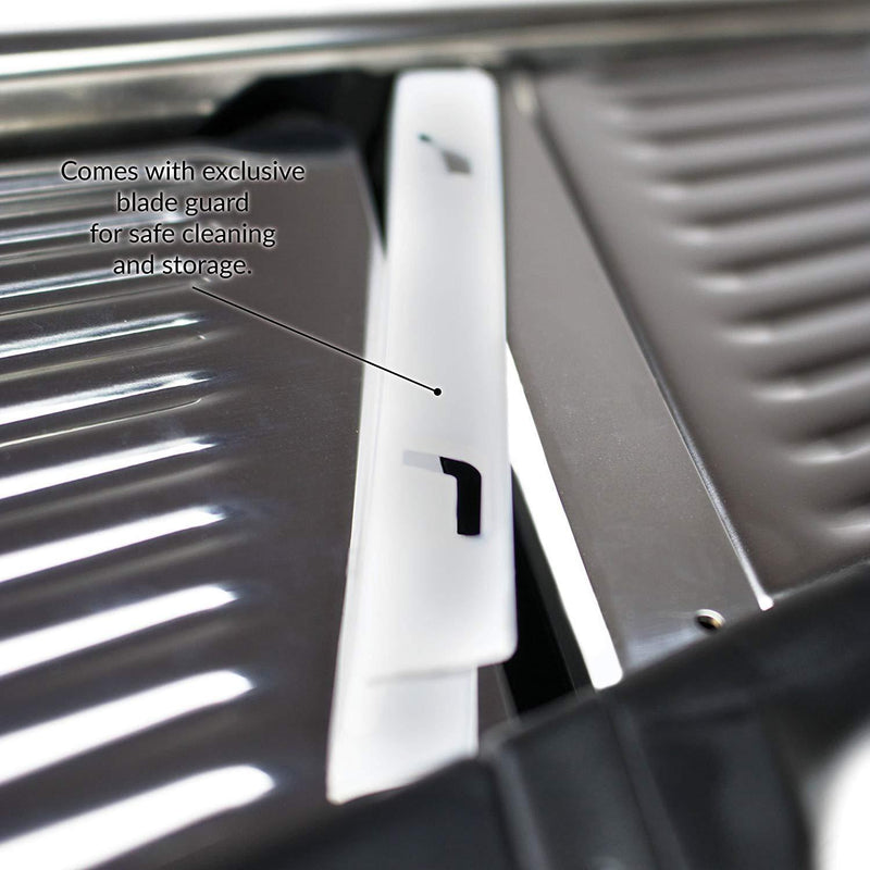 Gramercy Kitchen Co. Adjustable Stainless Steel Mandoline Food Slicer - Comes with One Pair Cut-Resistant Gloves || Vegetable Onion Potato Chip French Fry Julienne Slicer