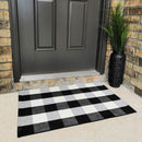 Cotton Buffalo Plaid Rugs Black and White Checkered Rug Welcome Door Mat (23.6"x35.4") Rug for Kitchen Carpet Bathroom Outdoor Porch Laundry Living Room Braided Throw Mat Washable Woven Buffalo Check