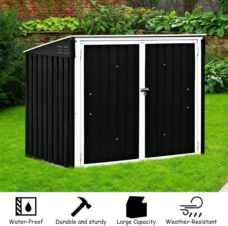 Goplus Horizontal Storage Shed Outdoor, Multi-function Storage Cabinet for Garden Yard Lawn, 6x3FT