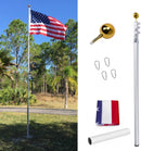 Gientan 30FT Telescopic Flag Pole, Extra Thick Heavy Duty Aluminum Flagpole Kit with 3x5 US Flag Golden Ball Top for Commercial Residential Outdoor Use, Fly 2 Flags