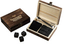 Whiskey Stones Set by Thorsen Tavern - 9 Granite Whiskey Chilling Stones, 1 Tongs set & 1 Black Velvet Bag in Elegant Wooden Box; Keep Your Whiskey, Bourbon and Scotch Slightly Chilled & Flavorful