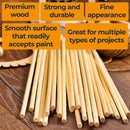 Dowel Rods 3/16 12 inch - Hardwood Dowels for Crafts 100 pcs Sturdy Unfinished Natural - Wedding Ribbon Wands 12" 3/16"