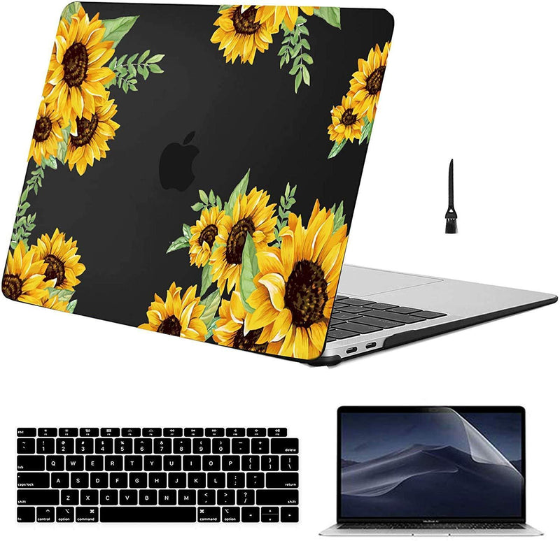 MacBook Air 13 Inch Case 2018 Release A1932,Arike Arike Sunflower Matte See Through Clear Hard Case with Keyboard Cover & Mouse Pad Compatible for MacBook Air 13 Inch with Retina Display & Touch ID