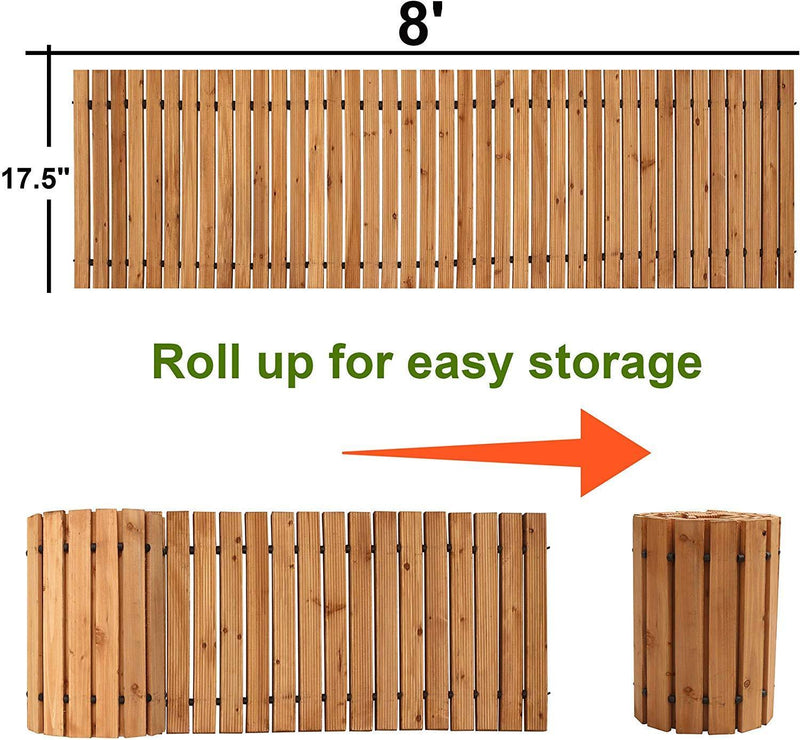 Reliancer 8' Wooden Garden Pathway Weather-resistant Straight Walkway Roll Out Cedar Outdoor Patio Path Rustic Decorative Garden Boardwalk Walkways Roll Up Beach Wood Road Floor Wedding Party Pathways