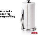 OXO Good Grips SimplyTear Standing Paper Towel Holder, Brushed Stainless Steel