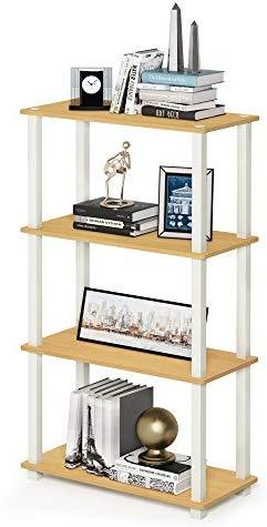 Furinno (99557BK/GY) Turn-N-Tube 4-Tier Multipurpose Shelf Display Rack - Black/Grey