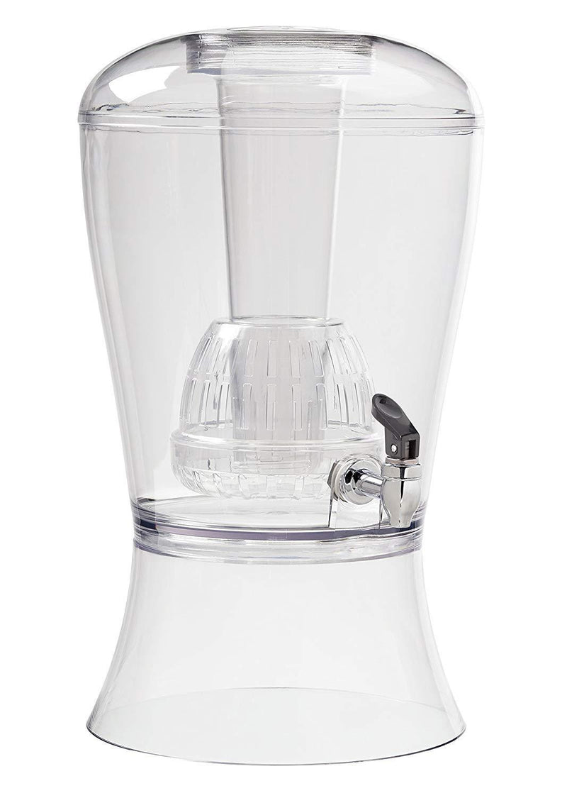 CreativeWare Beverage Dispenser With Ice Cylinder And Fruit Infuser, Clear