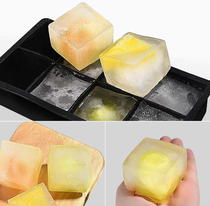 Ice Cube Trays Silicone Large Square Ice Cube Molds for Whiskey and Cocktails, Keep Drinks Chilled, Reusable and BPA Free (2pc/Pack)