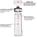 Salad Dressing Mixer Shaker By Kitchen De Lujo - Elegant, Tall Glass Body Bottle With Oz Measurements - BPA Free Container - 20oz Capacity - Easy To Refill & Use - Ideal Healthy Eating Accessory