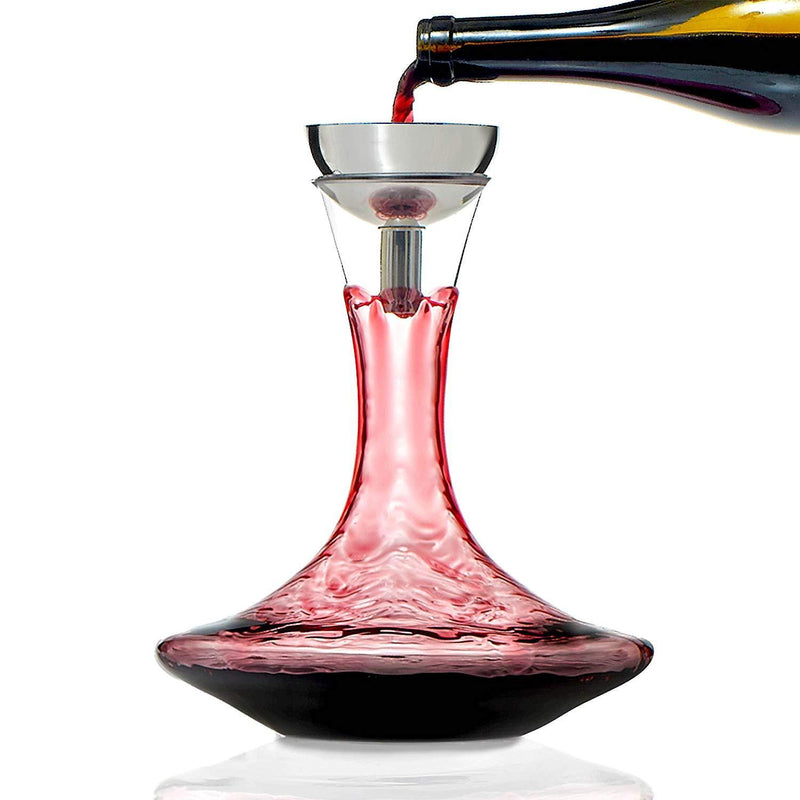 Wine Enthusiast Lead-Free Crystal Vivid Wine Decanter & Aerating Funnel Set (4 Piece)