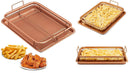 Chef’s Star Copper Crisper Tray - Ceramic Coated Cookie Tray & Mesh Nonstick Basket - Healthy Oil Free Air Frying Option For Chicken, French Fries, Onion Rings & More