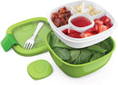 Bentgo Salad BPA-Free Lunch Container with Large 54-oz Salad Bowl, 3-Compartment Bento-Style Tray for Salad Toppings and Snacks, 3-oz Sauce Container for Dressings, and Built-In Reusable Fork (Purple)