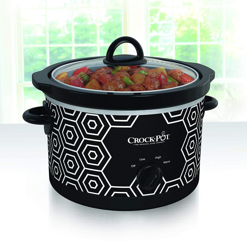 Crockpot Round Slow Cooker, 4.5 quart, Black & White Pattern (SCR450-HX)