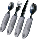 BunMo 4 Piece Cutlery Set Easy Grip Extra Thick Handles, Ideal Eating Aid for The Disabled, Elderly and Those with Limted Hand Movement or Tremors.