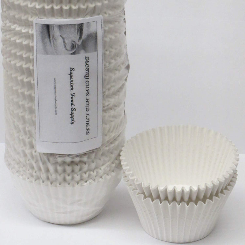 Decony White Jumbo Cupcake Muffin Baking Cup Liners size - 2 1/4" x 1 7/8" = 6'' - appx. 500 pack