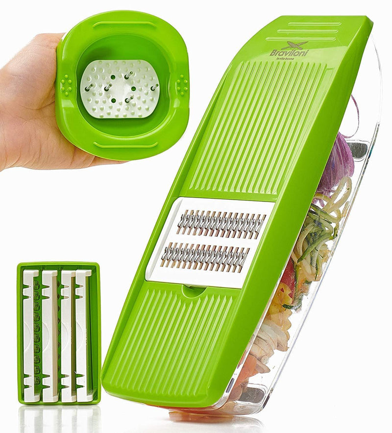 Mandoline Slicer - Premium Vegetable Potato Slicer Grater - Food Storage, 5 Blades & Hand Protector by Braviloni