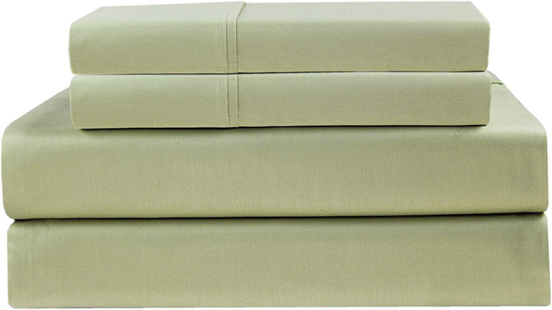 COTTON CRAFT - Ultra-Soft 400-Thread-Count Full Size Sheet Set in Sage, Premium 100% Pure Combed Cotton, 4-Piece Sateen Bedding Set with 1 Deep-Pocket Fitted Sheet, 1 Flat Sheet & 2 Pillowcases