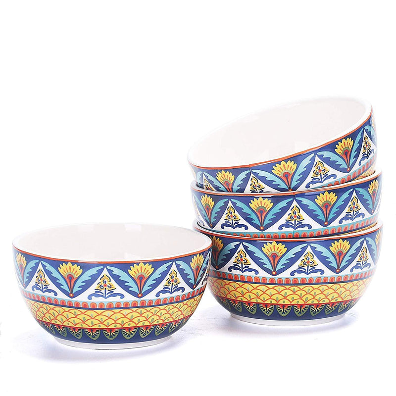 Bico Havana 26oz Ceramic Cereal Bowls Set of 4, for Pasta, Salad, Cereal, Soup & Microwave & Dishwasher Safe, House Warming Birthday Anniversary Gift