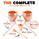 Moscow Mule Copper Mugs - Set of 2-100% HANDCRAFTED Pure Solid Copper Mugs - 16 Oz, Gift Set With Cocktail Copper Straws, Shot Glass, Stirrer & 2 E-Books by Copper-Bar