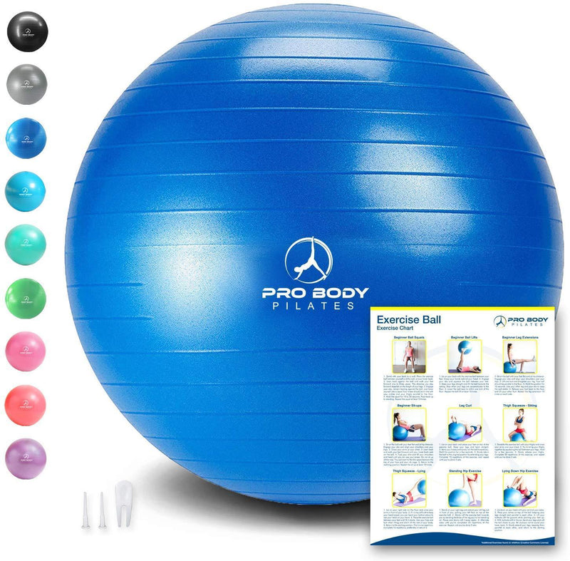 Exercise Ball - Professional Grade Anti-Burst Fitness, Balance Ball for Pilates, Yoga, Birthing, Stability Gym Workout Training and Physical Therapy