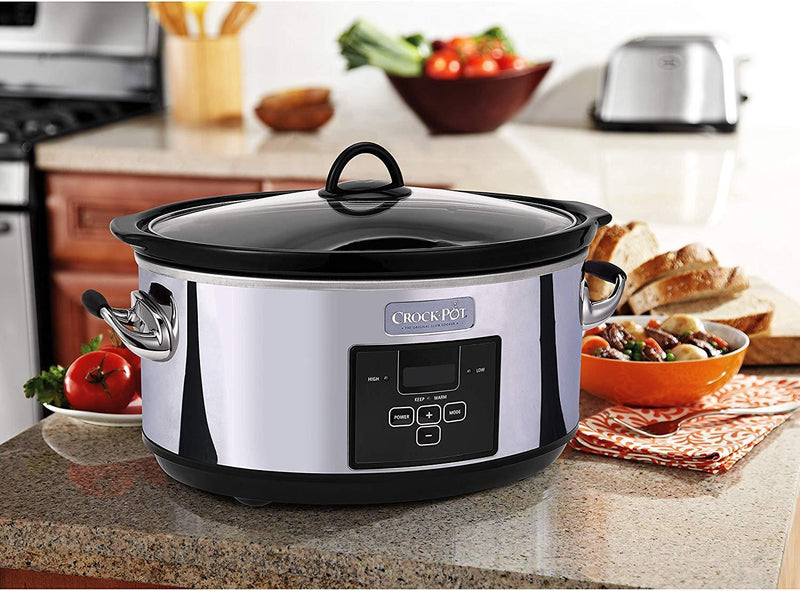 Crockpot 7 Quart Programmable Slow Cooker with Digital Countdown Timer|Polished Platinum