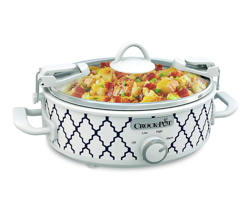 Crockpot 2.5-Quart Mini Casserole Crock Slow Cooker, White/Blue