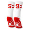 Classic Stripe Team Number Socks | Woven Mid-Calf | White & Red