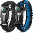 X-Plore Gear Emergency Paracord Bracelets | Set of 2| The Ultimate Tactical Survival Gear| Flint Fire Starter, Whistle, Compass & Scraper | Best Wilderness Survival-Kit for Camping/Fishing & More