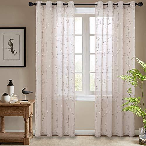 2 Panel Sheer Curtains White 84 inch Living Room Drapes Window Curtain Voile Sheers Linen Textured