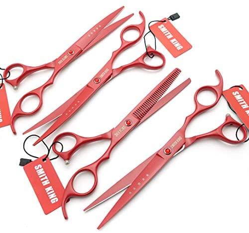 Elfirly 7.0in Professional Pet Grooming Scissors Set,Straight & Thinning & Curved Scissors 4pcs Set for Dog Grooming