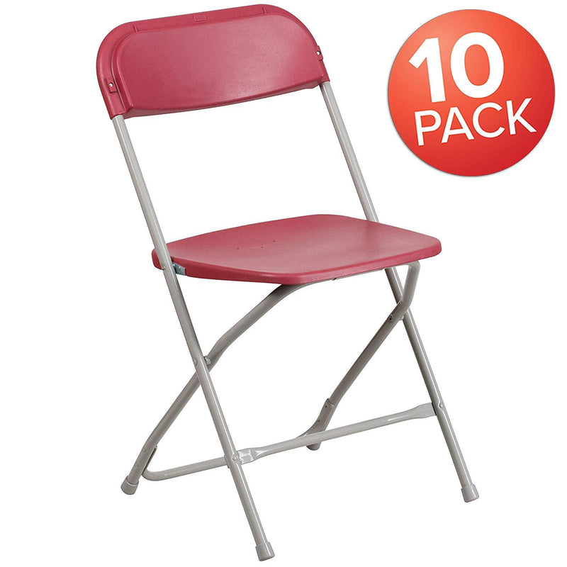 Flash Furniture 10 Pk. HERCULES Series 650 lb. Capacity Premium White Plastic Folding Chair