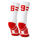 Classic Stripe Team Number Socks | Woven Mid-Calf | White & Red