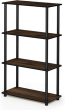 Furinno (99557BK/GY) Turn-N-Tube 4-Tier Multipurpose Shelf Display Rack - Black/Grey